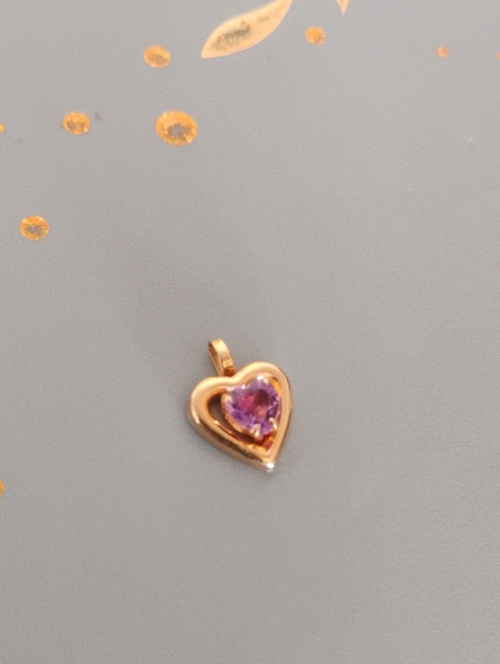 Purple Gemstone Heart Shaped 14 K Gold Pendant